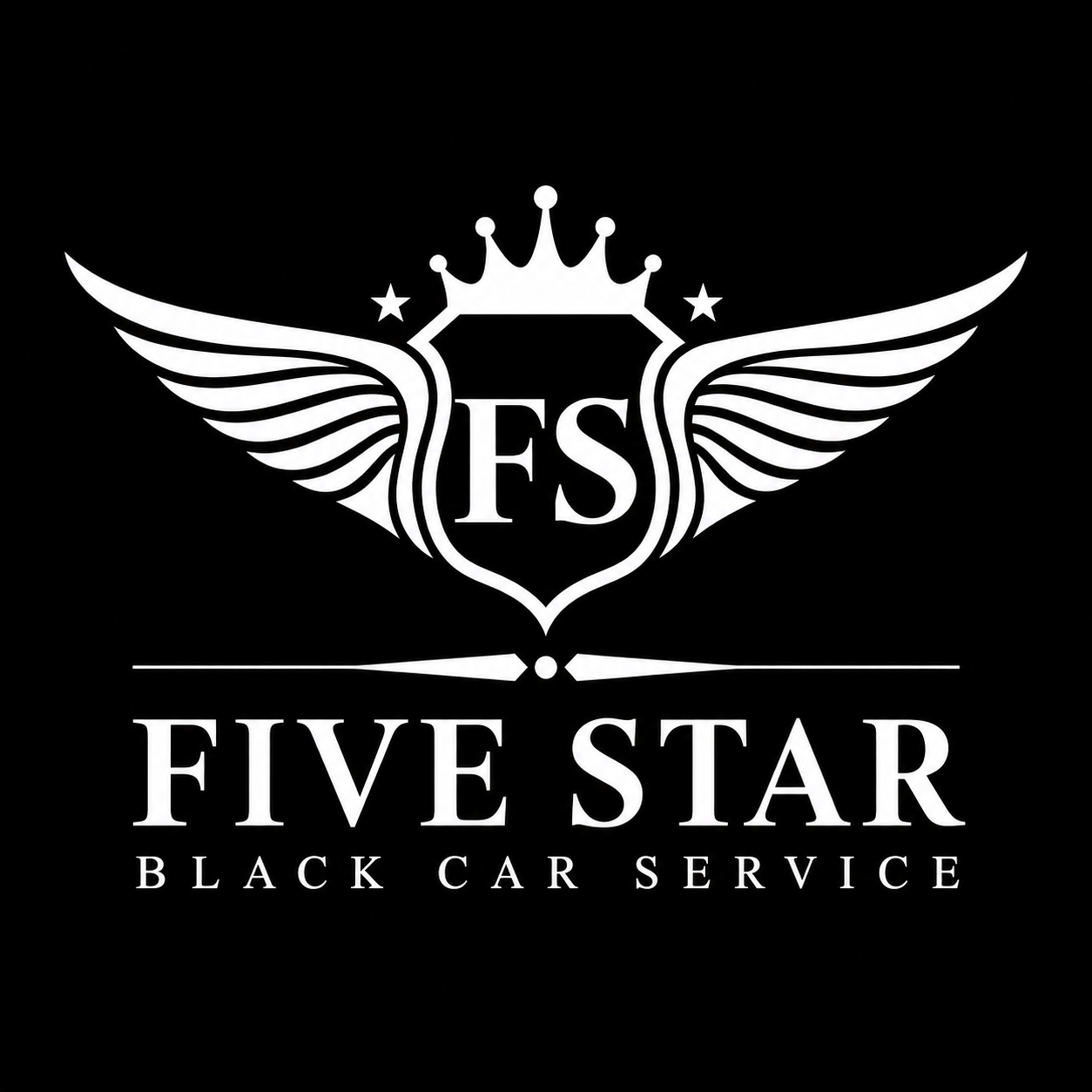 Five Star Black Car Service — FS crowned winged shield